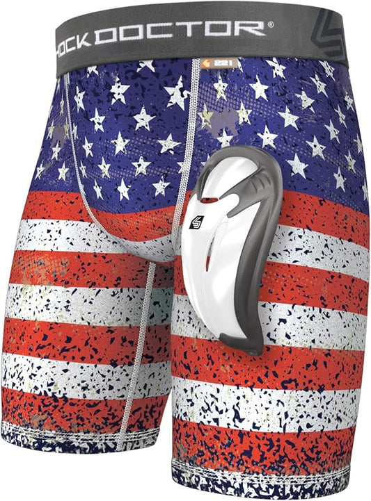 Shock Doctor Compression Shorts with Protective Bio-Flex Cup, Moisture Wicking Vented Protection, Youth Size