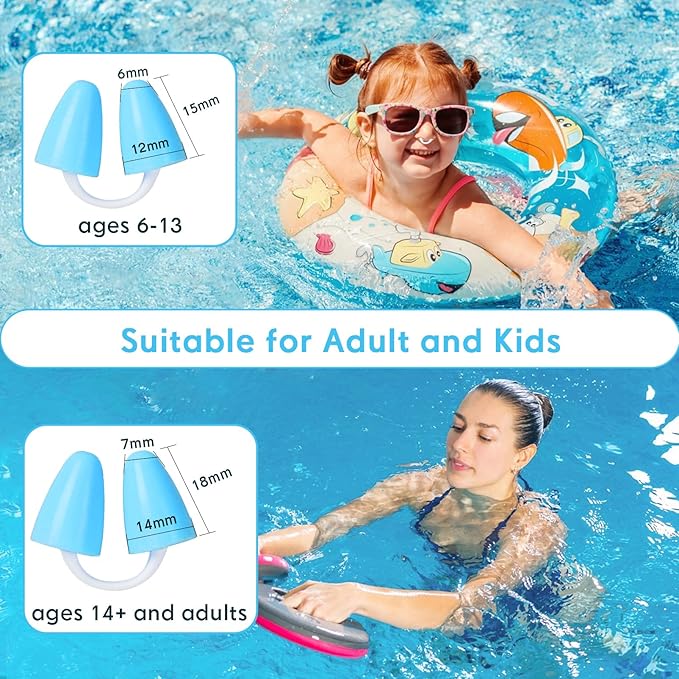 Painless Nose Plugs for Swimming,Nose Plugs for Swimming for Kids (Age 6+) and Adults, Ensure Comfort and Safety in The Water (Blue, Large)