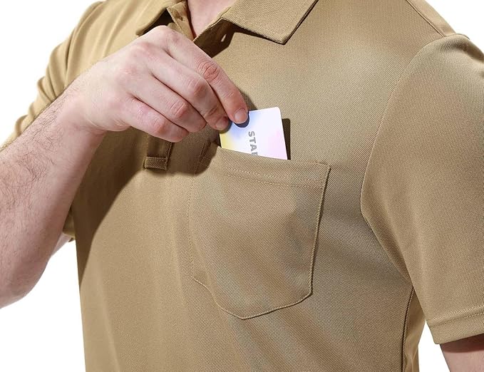 TBMPOY Men's Polo Shirts with Pocket Short Sleeve Quick Dry Casual Sports Outdoor Golf Shirt