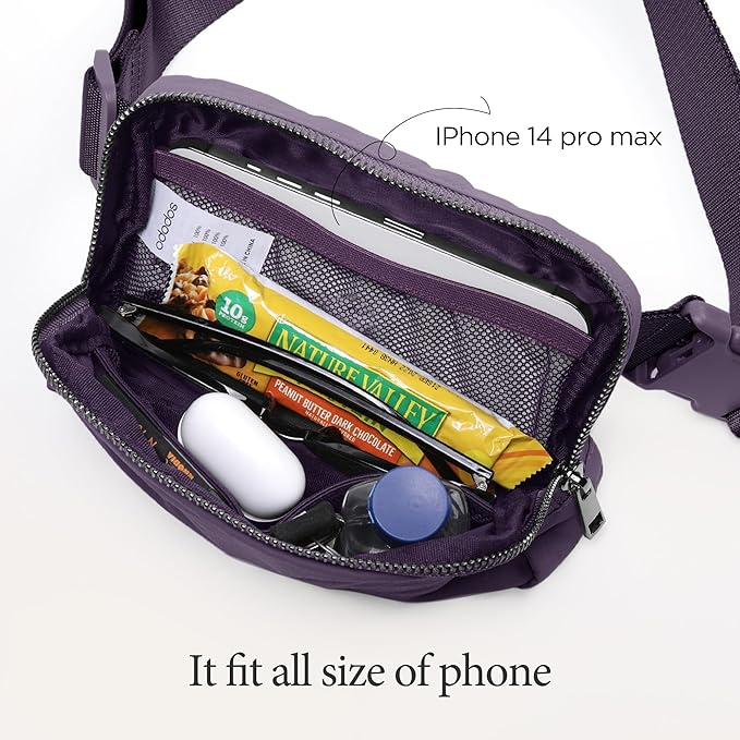 ODODOS Unisex Mini Belt Bag with Adjustable Strap Small Fanny Pack for Workout Running Traveling Hiking, Navy Cosmos