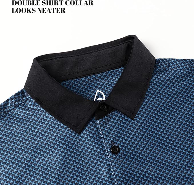 DEOLAX Mens Polo Shirts Fashion Print Mens Golf Shirt Dry Fit Mens Golf Polo Short Sleeve Quick Dry Funny Golf Shirt for Men