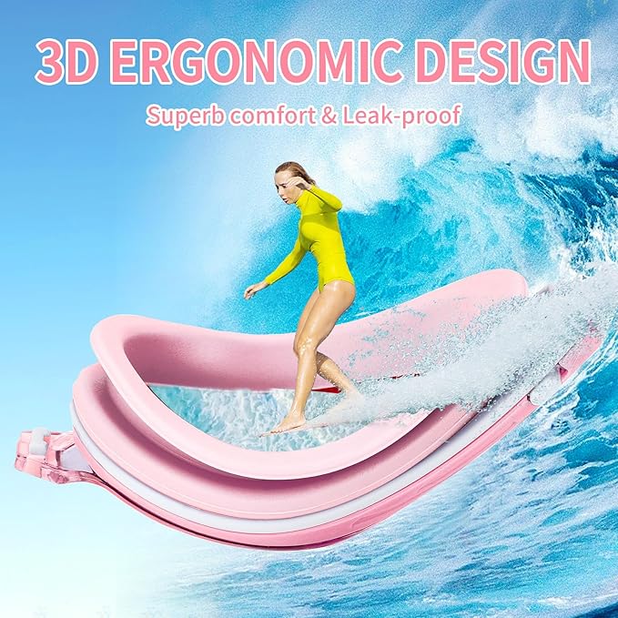 Nearsighted Swim Goggles, Shortsighted Optical Swimming Goggles No Leaking Anti Fog UV Protection for Adult Men Women