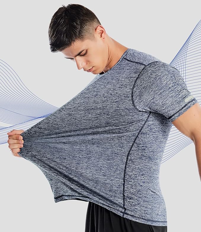 Zengjo Athletic Shirts for Men Short Sleeve Quick Dry Workout Running Gym Sport Exercise Tee Moisture Wicking