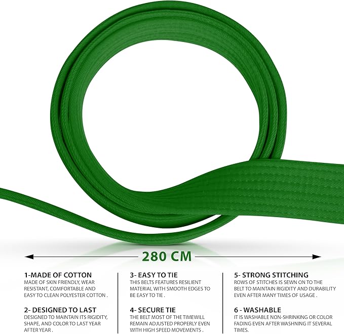 DXM SPORTS BJJ Jiu Jitsu Belt - Taekwondo Karate Belt - Martial Arts Uniform Ranking Judo Belt Double Stitched for Kids Adult