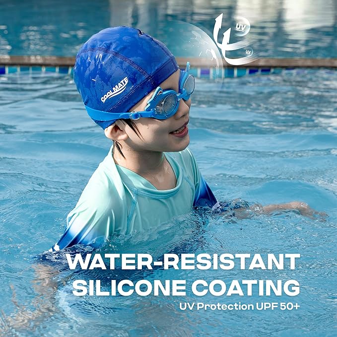 COOLMATE Fabric Swim Cap for Adult Women Men Kid 3 4 6 8 14 16, Silicone Water Resistant Layer, Cloth Swim Cap Gifts for Swimmers, Lightweight for Pool, Lap Swimming (1 pc)