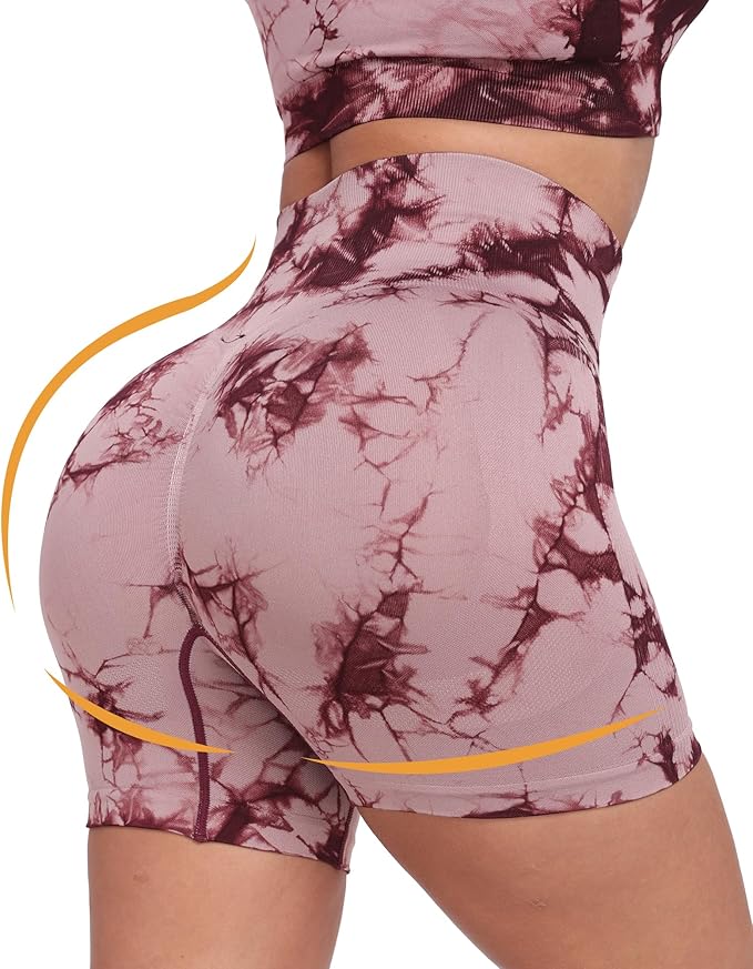 CHRLEISURE Women's 4 Packs Workout Gym Shorts, High Waisted Butt Lifting Scrunch Butt Seamless Booty Shorts