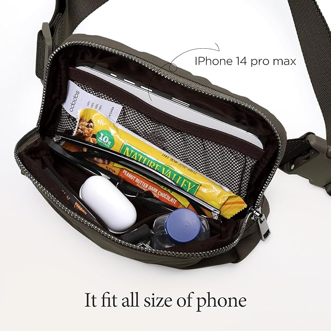 ODODOS Unisex Mini Belt Bag with Adjustable Strap Small Fanny Pack for Workout Running Traveling Hiking, Turkish Coffee