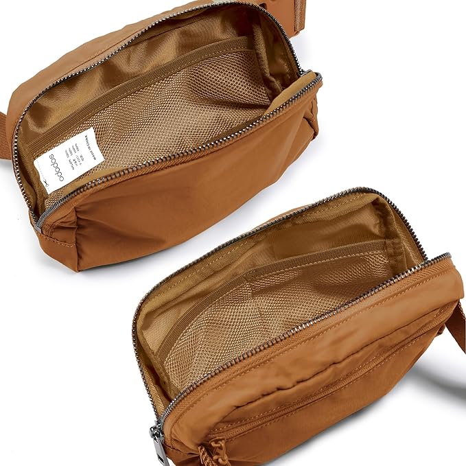 ODODOS Unisex Mini Belt Bag with Adjustable Strap Small Fanny Pack for Workout Running Traveling Hiking, Sugar Almond