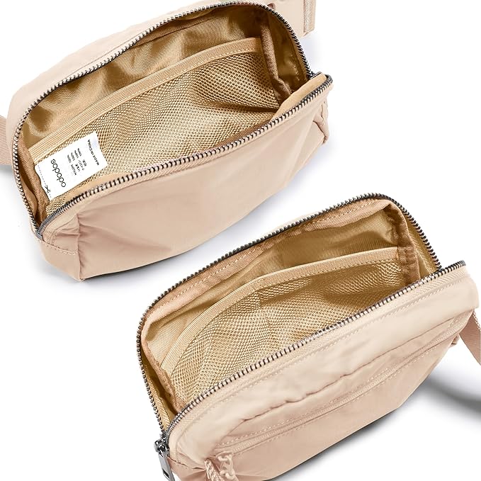 ODODOS Unisex Mini Belt Bag with Adjustable Strap Small Fanny Pack for Workout Running Traveling Hiking, Irish Cream