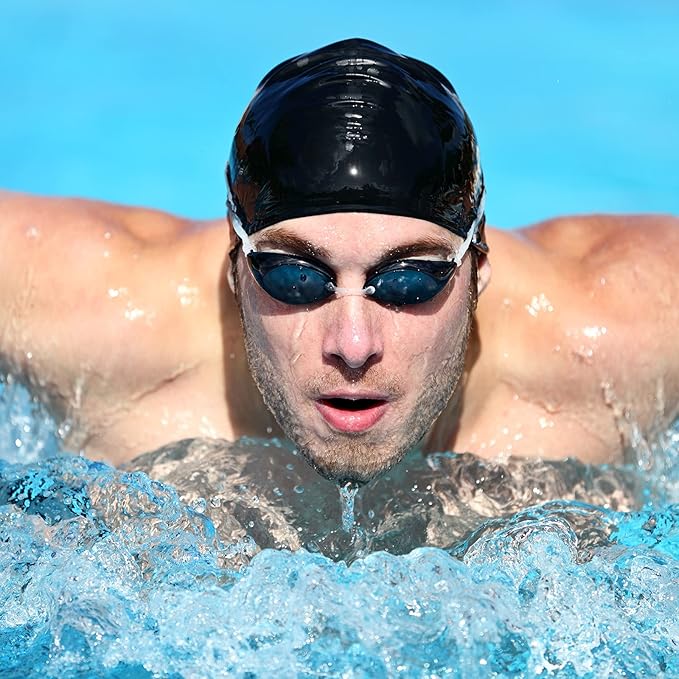 Syhood 6 Pieces Unisex Adult Silicone Swim Cap Waterproof Swimming Hat Non Slip Pool Hat Elastic Silicone Cap for Long and Short Hair