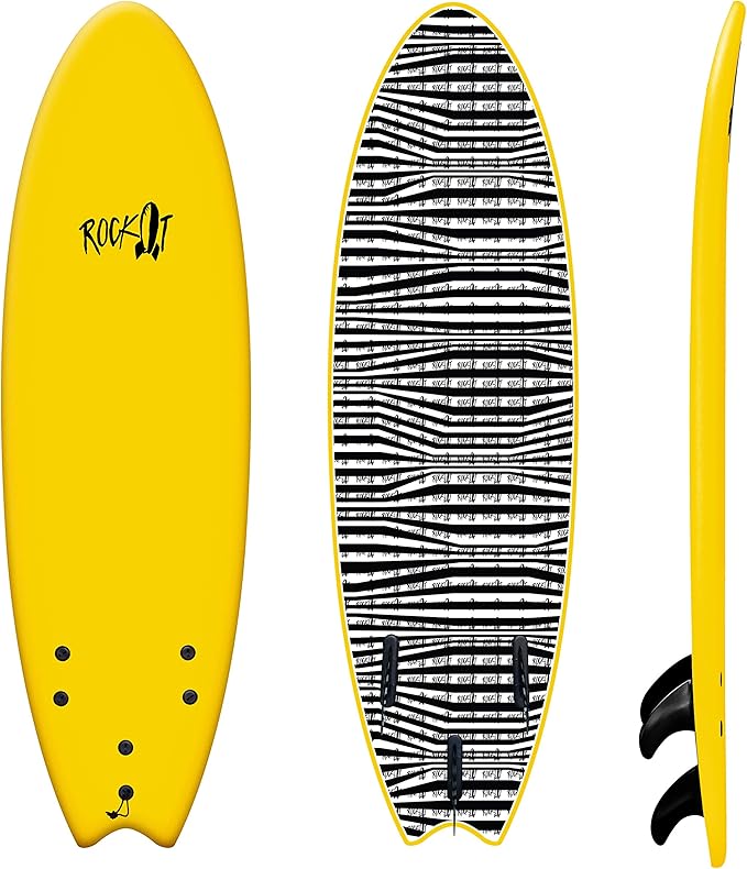 Rock-It 6' Albert Performance Fish Soft Top Surfboard Surf Board, Foam Surfboard, Kids Surfboard, Adult Surfboard, Tabla De Surf, Beginner Surfboard