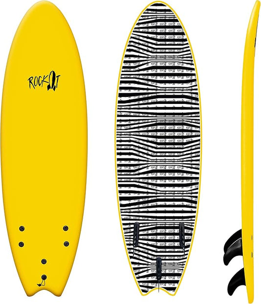 Rock-It 6' Albert Performance Fish Soft Top Surfboard Surf Board, Foam Surfboard, Kids Surfboard, Adult Surfboard, Tabla De Surf, Beginner Surfboard