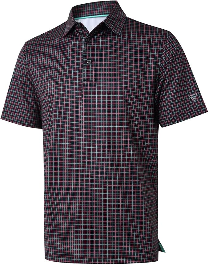 Men's Golf Polo Shirts Short Sleeve Striped Performance Moisture Wicking Dry Fit Golf Shirts for Men