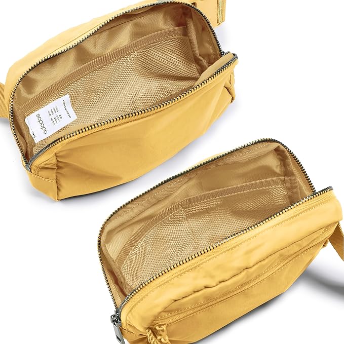 ODODOS Unisex Mini Belt Bag with Adjustable Strap Small Fanny Pack for Workout Running Traveling Hiking, Buff Yellow