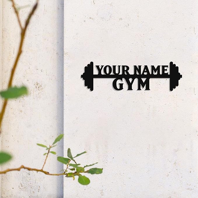 Personalized Home Gym LED Tin Metal Sign Multiple Sizes, Gym Wall Decor, Exercise Workout Room Decor Fitness Center, Motivational Inspirational Hanging Art Plaque (02 W/o Lights)