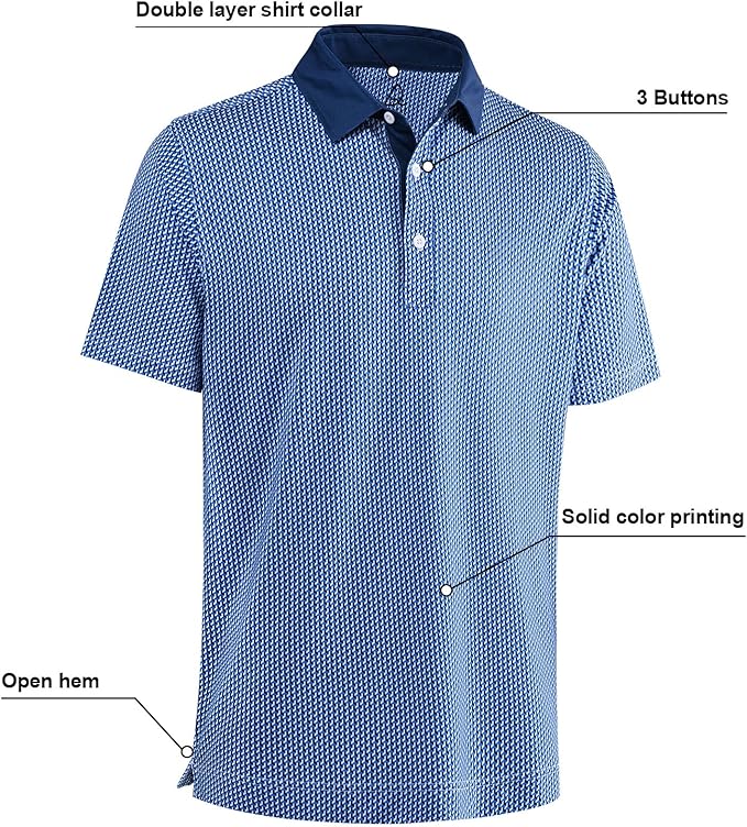 DEOLAX Mens Polo Shirts Fashion Print Mens Golf Shirt Dry Fit Mens Golf Polo Short Sleeve Quick Dry Funny Golf Shirt for Men