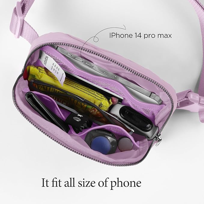 ODODOS Unisex Mini Belt Bag with Adjustable Strap Small Fanny Pack for Workout Running Traveling Hiking, Lavender