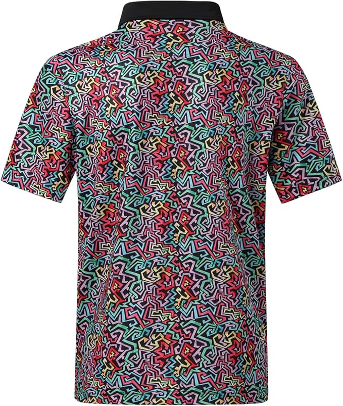 DEOLAX Mens Polo Shirts Fashion Print Mens Golf Shirt Dry Fit Mens Golf Polo Short Sleeve Quick Dry Funny Golf Shirt for Men