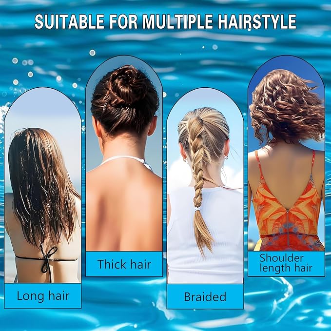 Silicone Swim Cap for Long Hair Adults Women Men, Waterproof Stretchy Swimming Caps, Durable Tear Resistant Bathing Cap