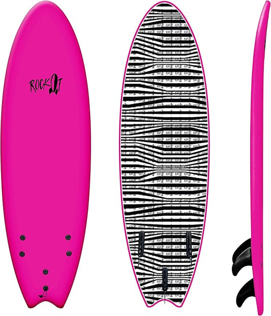 Rock-It 6' Albert Performance Fish Soft Top Surfboard Surf Board, Foam Surfboard, Kids Surfboard, Adult Surfboard, Tabla De Surf, Beginner Surfboard