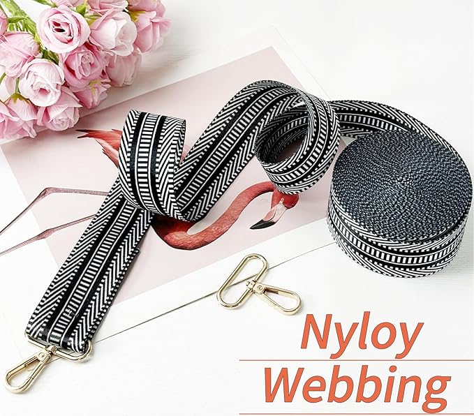 Printed Nylon Webbing with Buckle 1 1/2 inch 6 Yards Yellow Heavy Duty Patterned Fabric Webbing Luggage Handle Jacquard Ribbon for Backpack Bags-Seatbelt-Clothing-Sewing-DIY Crafts & Projects(Streak)