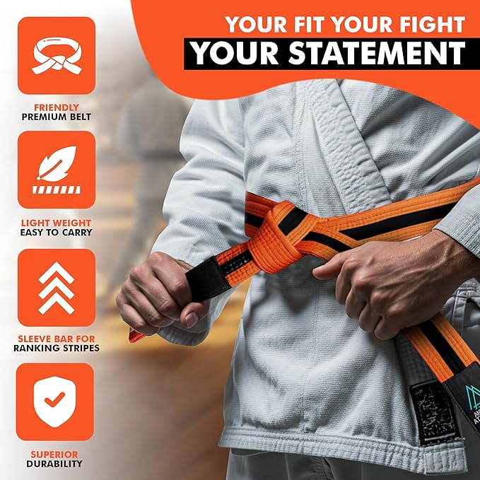 Brazilian Jiu Jitsu Belts Preshurunk Martial Arts Youth BJJ Belts for Girls & Boys with BJJ Ranking Stripes