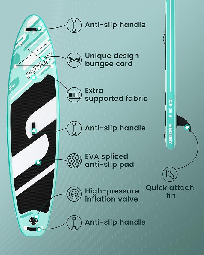 Inflatable Paddle Board,Stand Up Paddle Board Set, Extra Wide SUP Board with Removable Fin, Floating Paddle, Hand Pump, Waterproof Phone Pouch,Traveling Board