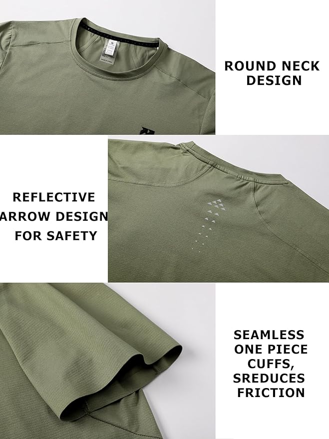 Mens Seamless Workout T-Shirts Lightweight Moisture Wicking Running Hiking Camping Tennis Pickleball Shirts for Men