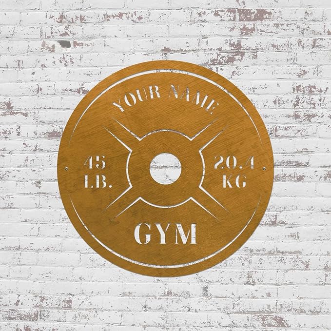 Personalized Home Gym LED Tin Metal Sign Multiple Sizes, Weight Lifting Exercise Workout Room Training Fitness Center Motivational Inspirational Quotes Decor Wall Art Hanging Accessories (10 LED)