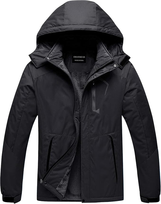 CREATMO US Men's Mountain Waterproof Ski Jacket - Windproof Snowboarding Warm Winter Coat Raincoat