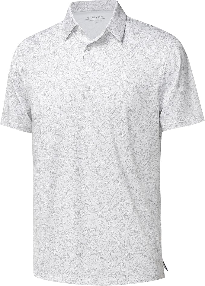 Golf Shirts for Men - Moisture Wicking Short Sleeve Performance Sport Casual Striped Collared Mens Polo Shirt