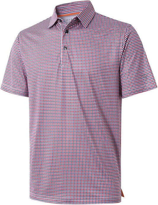 Men's Golf Polo Shirts Short Sleeve Striped Performance Moisture Wicking Dry Fit Golf Shirts for Men