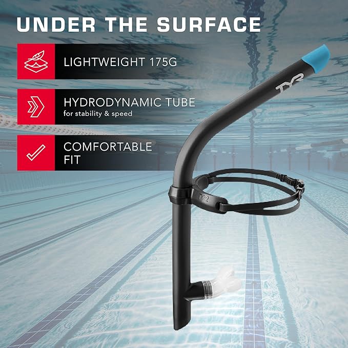 TYR Ultralite Elite Swim Snorkel - Adult Snorkeling Gear for Swimming Training - Ultra-Lightweight and Comfortable for Body Alignment Exercises