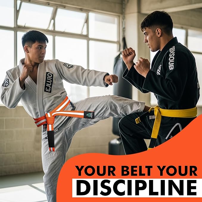 Brazilian Jiu Jitsu Belts Preshurunk Martial Arts Youth BJJ Belts for Girls & Boys with BJJ Ranking Stripes