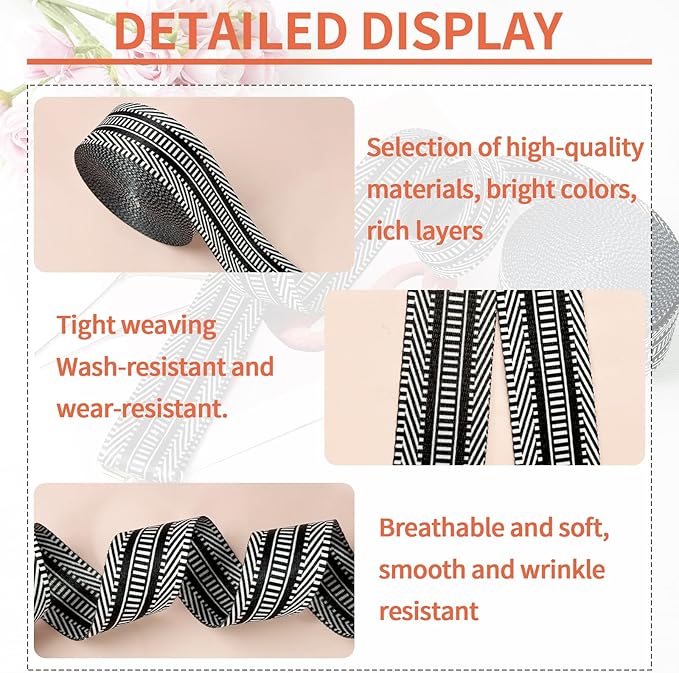 Printed Nylon Webbing with Buckle 1 1/2 inch 6 Yards Yellow Heavy Duty Patterned Fabric Webbing Luggage Handle Jacquard Ribbon for Backpack Bags-Seatbelt-Clothing-Sewing-DIY Crafts & Projects(Streak)