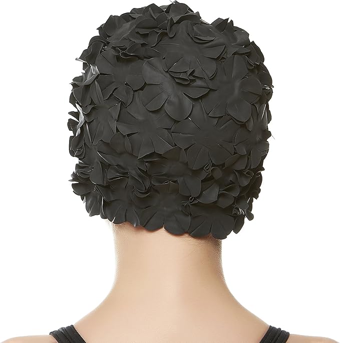 BEEMO Floral Petal Ladies Bathing Swim Cap Women Retro Swim Hat Long/Short Hair