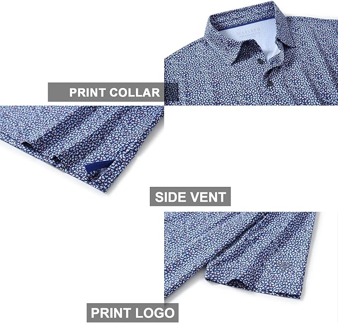 Men's Golf Polo Shirts Short Sleeve Striped Performance Moisture Wicking Dry Fit Golf Shirts for Men