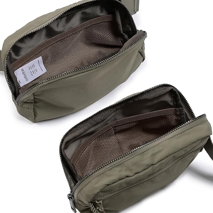 ODODOS Unisex Mini Belt Bag with Adjustable Strap Small Fanny Pack for Workout Running Traveling Hiking, Dark Umber