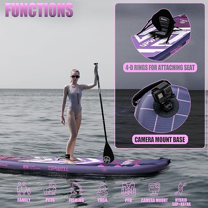 UPWELL 11'6"×35" Extra Wide Inflatable Paddle Board, Stand Up Paddle Board for Youth & Adults, Stable Design, Premium SUP Accessories, 120L Backpack, 10L Dry Bag, Paddle, Leash, Hand Pump, US Fins
