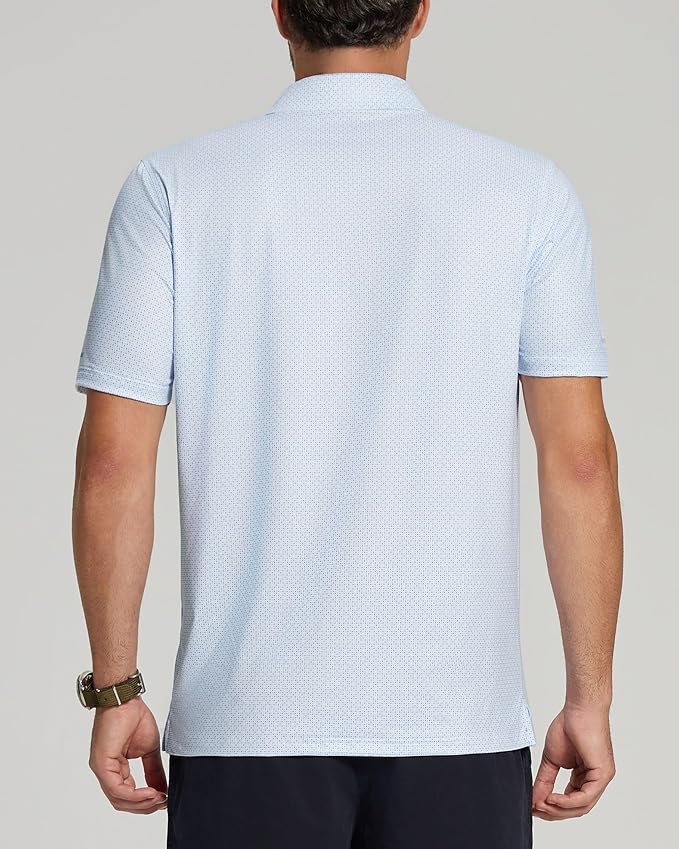 Golf Shirts for Men - Moisture Wicking Short Sleeve Performance Sport Casual Striped Collared Mens Polo Shirt