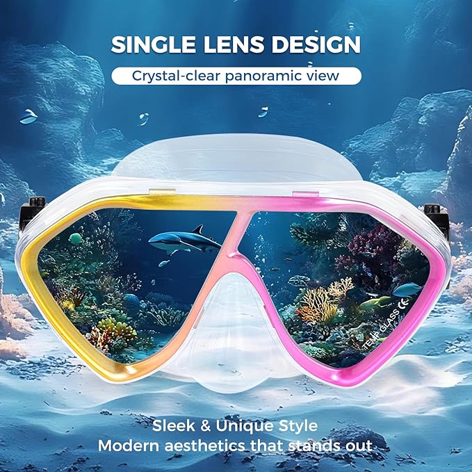 Scuba Diving Mask for Adults - Premium Anti-Fog Snorkeling Mask Comfortable & Leak-Proof Swim Goggles with Nose Cover for Scuba Diving, Snorkeling & Underwater Adventures