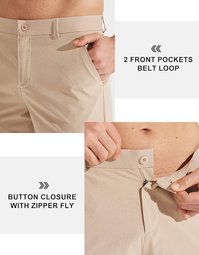 Libin Mens Golf Pants Stretch Work Dress Pants 30"/32"/34" Quick Dry Lightweight Casual Comfy Trousers with Pockets