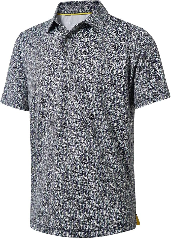 Men's Golf Polo Shirts Short Sleeve Striped Performance Moisture Wicking Dry Fit Golf Shirts for Men