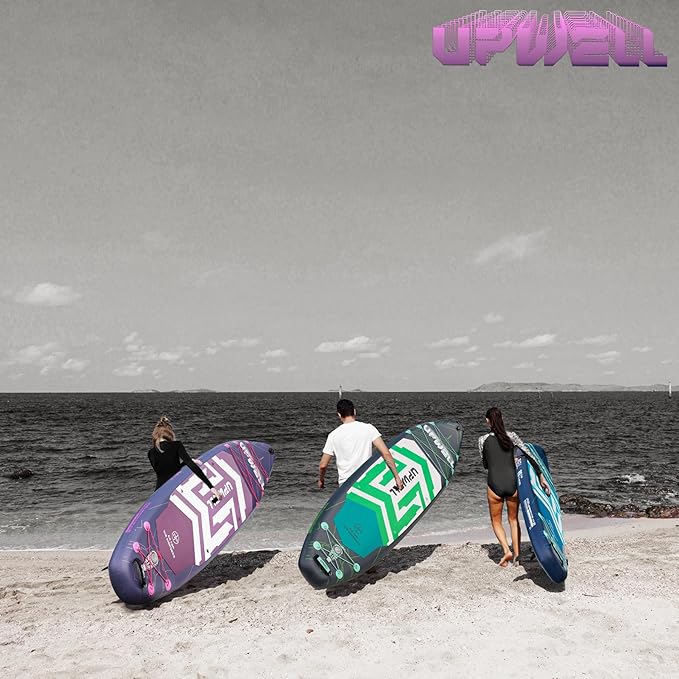 UPWELL 11'6"×35" Extra Wide Inflatable Paddle Board, Stand Up Paddle Board for Youth & Adults, Stable Design, Premium SUP Accessories, 120L Backpack, 10L Dry Bag, Paddle, Leash, Hand Pump, US Fins