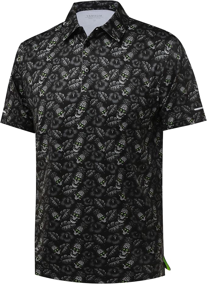 Golf Shirts for Men - Moisture Wicking Short Sleeve Performance Sport Casual Striped Collared Mens Polo Shirt