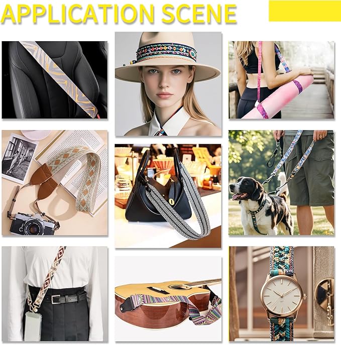 Printed Star Nylon Webbing 1 1/2 inch 6 Yards Heavy Duty Patterned Black Fabric Webbing Luggage Handle Jacquard Ribbon for Backpack Bags-Decorative Supplies-Clothing-Sewing-DIY Crafts & Projects