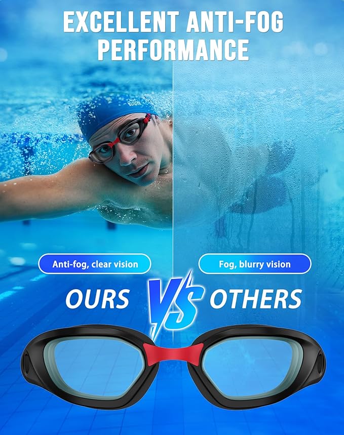 Swim Goggles, Unisex Adult Swimming Goggles Anti Fog Anti UV No Leakage Wide View for Men Women Youth