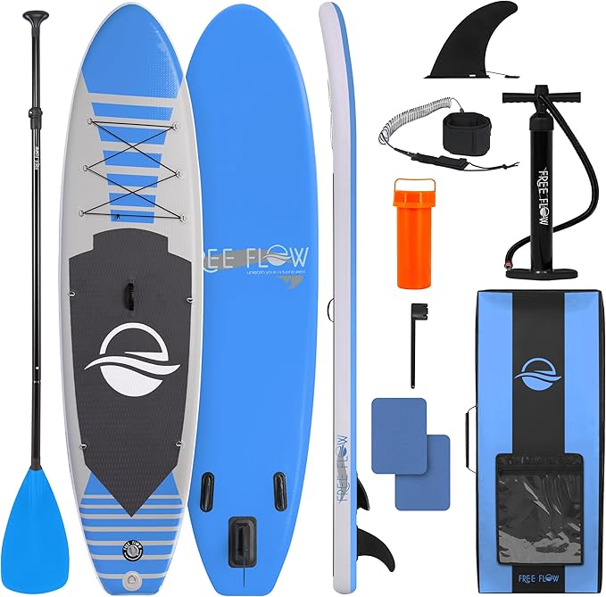SereneLife Inflatable Stand Up Paddle Board with Premium SUP Accessories – Wide Stable Design with Non-Slip EVA Deck Pad for Adults and Youth of All Skill Levels, 350 lbs Capacity