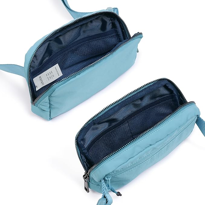 ODODOS Unisex Mini Belt Bag with Adjustable Strap Small Fanny Pack for Workout Running Traveling Hiking, Steel Blue