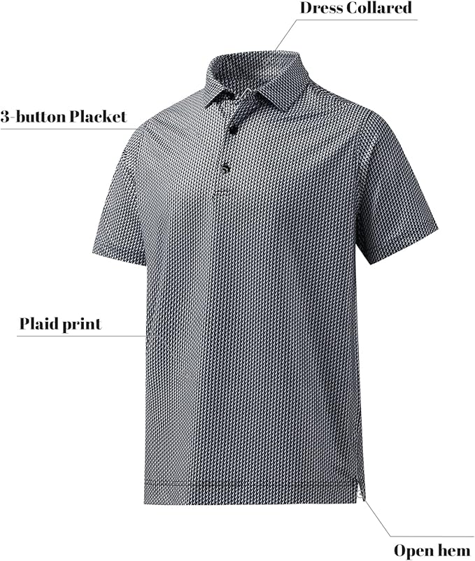 DEOLAX Mens Polo Shirts Fashion Print Mens Golf Shirt Dry Fit Mens Golf Polo Short Sleeve Quick Dry Funny Golf Shirt for Men